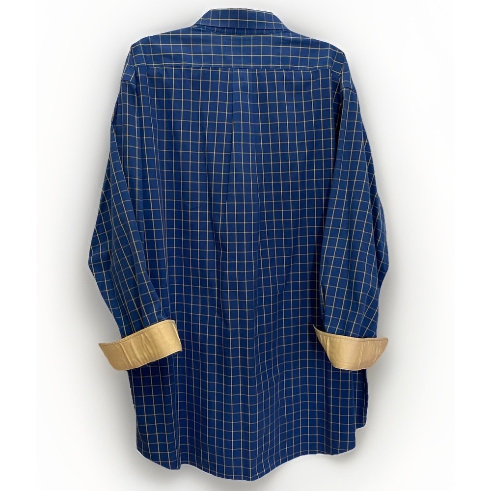 Paul Frederick 19-35 Non-Iron Pinpoint Cotton 2 Ply‎ Blue Tan Flip Cuffs Office
